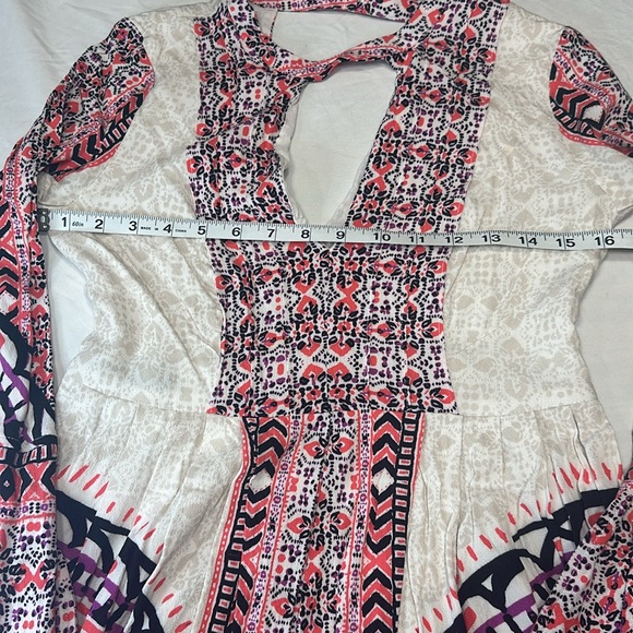 Free People Dress Sz 4 Tegan Bohemian Long Sleeve Multicolor Boho - Picture 4 of 10